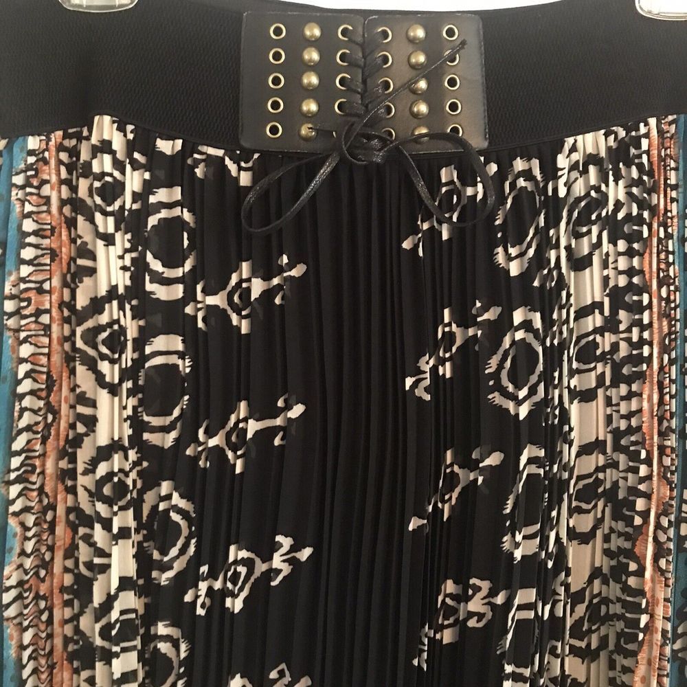 NWT Magic Women's Boho Multicolored Pleated Skirt With Elastic Waistband Size 2X - Picture 4 of 8
